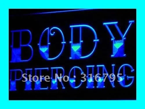 i344 Body Piercing Tattoo Shop NEW NR LED Neon Light Light Signs On/Off Switch 20+ Colors 5 Sizes