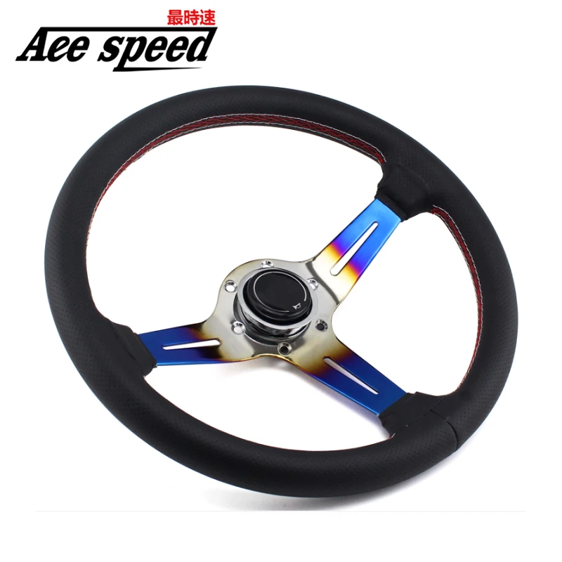 

13.5inch (345mm) Steering Wheel Leather Neochrome Roasted Blue Deep 68mm Racing Game Steering Wheel