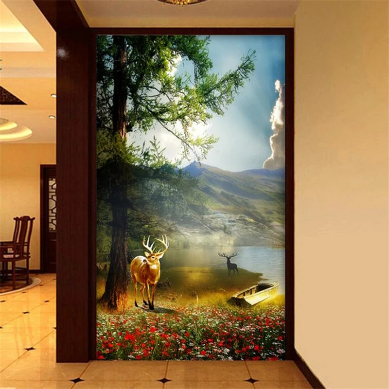 

wellyu Custom wallpaper 3d European elk landscape Nordic oil painting mystery обои background wallpaper papel de parede behang