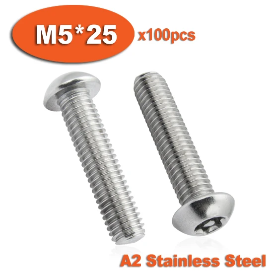 

100pcs ISO7380 M5 x 25 A2 Stainless Steel Torx Button Head Tamper Proof Security Screw Screws