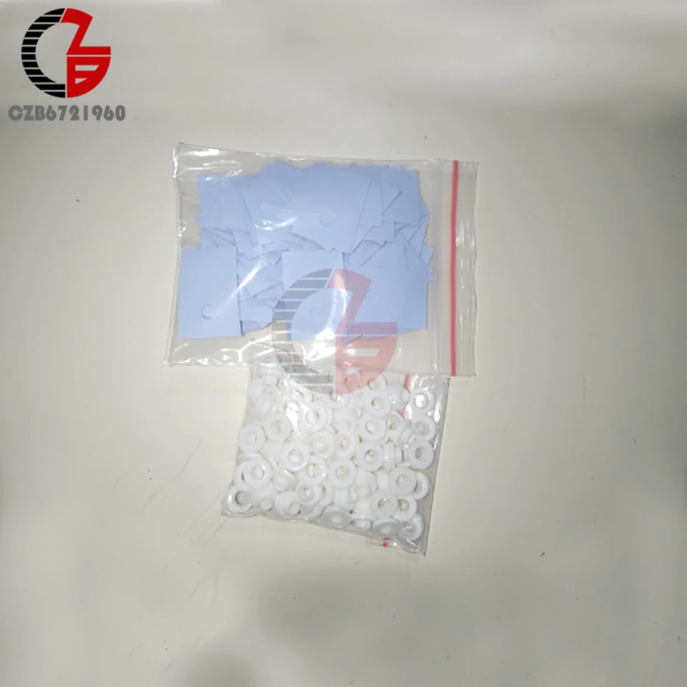 100Pcs TO-220 Transistor Rondella di Plastica di Isolamento Rondella + 100Pcs TO-220 Isolato Pad In Silicone Copriletto striscia
