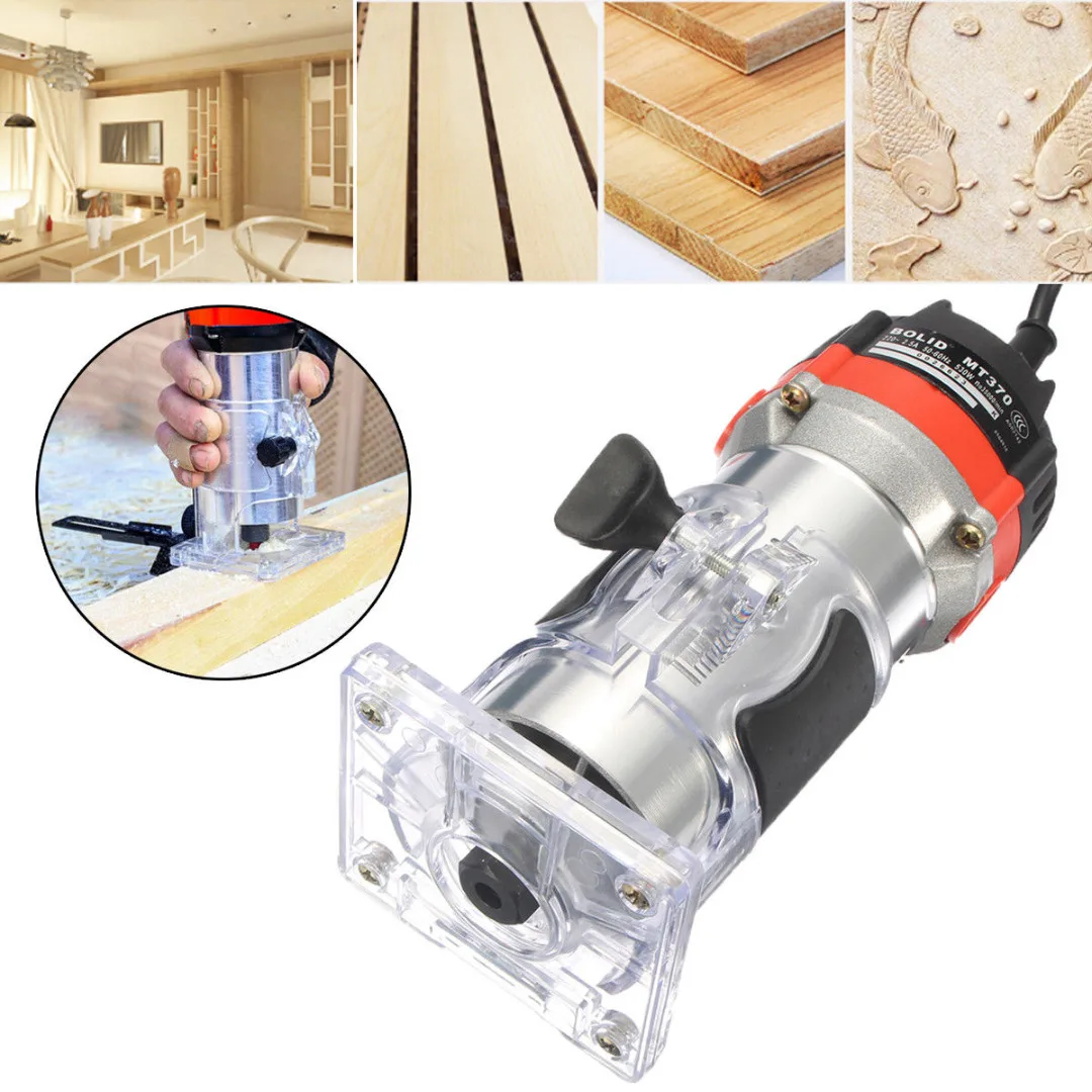 1set 220V 35000RPM 1/4''  530W Electric Hand Trimmer Wood Laminator Router Tool Set