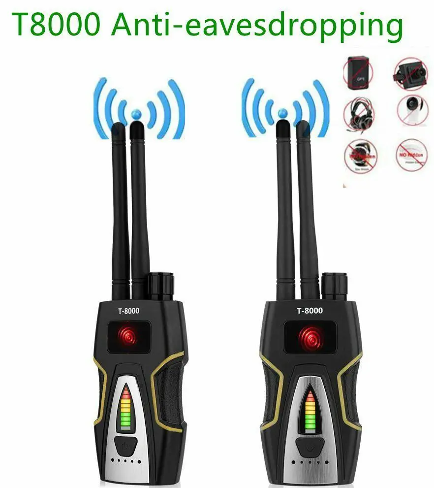 

T-8000 Dual antenna RF Signal Detector GSM Audio Finder GPS Scan Detector Anti-spy Bug Anti Candid Camera Detector