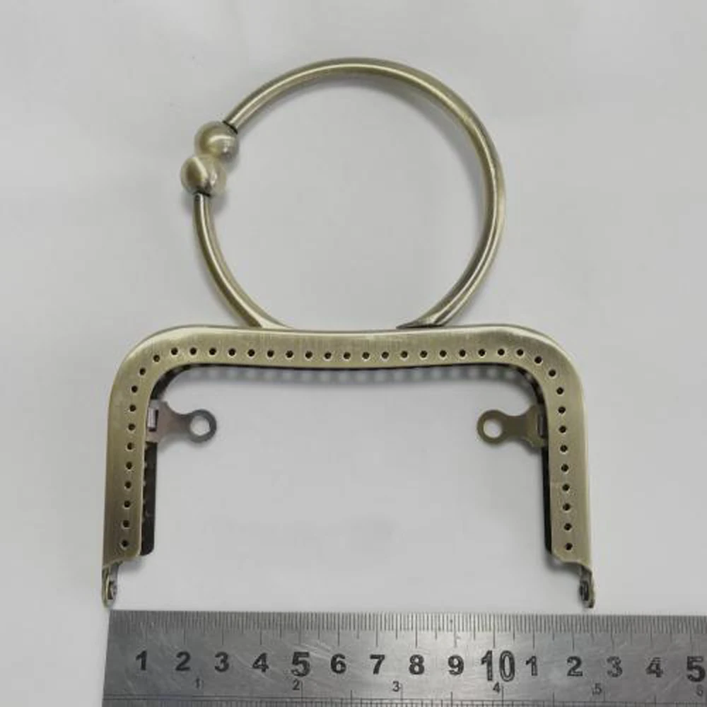 12.5cm women handbag making metal clasp smooth edge purse frame with O ring kiss buckle handle 5pcs/lot