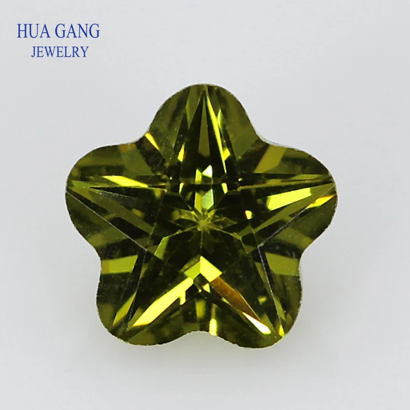 

Peridot Pentacle Plum Shape Brilliant Cut CZ Stone Synthetic Gems Cubic Zirconia For Jewelry Size 3x3~10x10mm