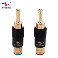 4Pcs Banana Plug Connector Copper Speaker Cable Banana Plug with Lock Speaker Amplifier Connector HIFI DIY Jack Connector