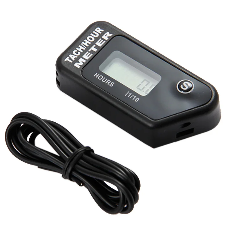 Digital Tachometer Resettable Inductive Hour Meter for Gas Engine Outboard Motor Lawn Mower Motocross Motorcycle Snowmobile Pit