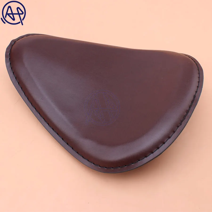 1pcs Brown/Black Vintage Old School Cafe Motorcycle Leather Solo Seat Cover Universal For Harley Chopper Bobber Honda Custom