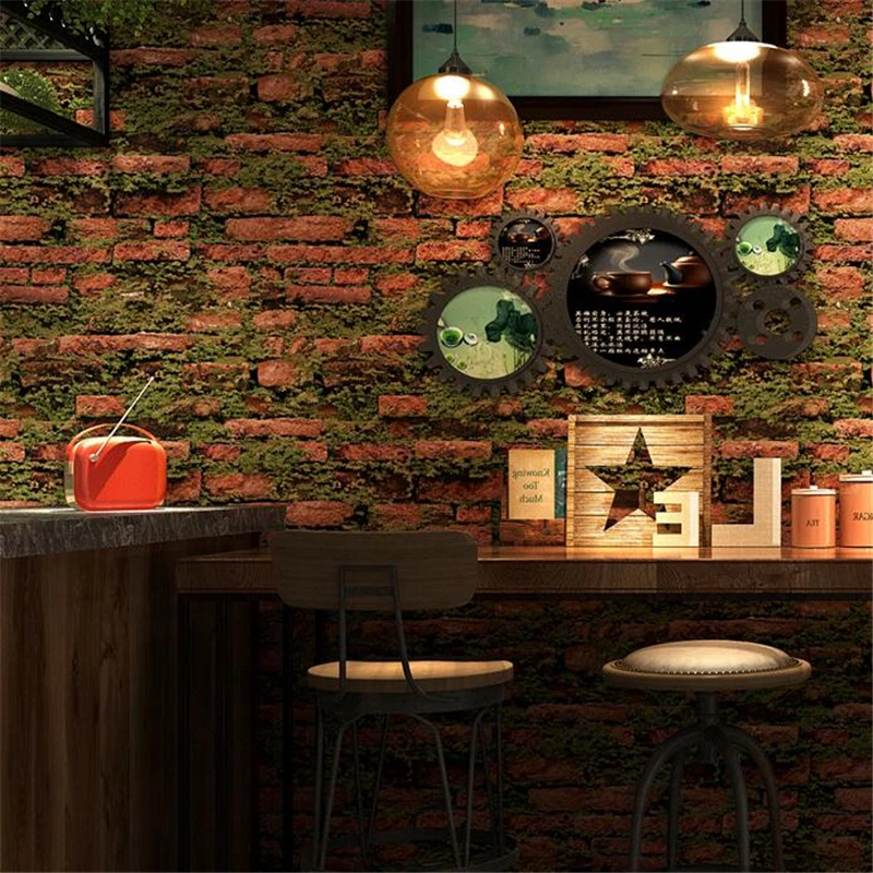 

beibehang personality imitation flowers and plants bricks stereo wallpaper retro stone brick nostalgic wallpaper papel de parede