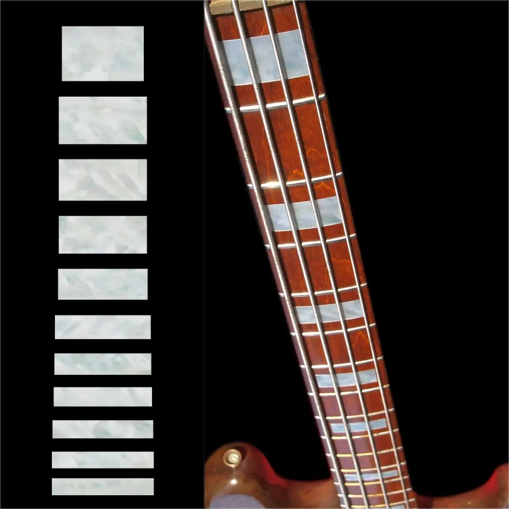 Fretboard Markers Inlay Sticker Decals for Bass - Jazz Bass Block - White Pearl/Aged White Pearl