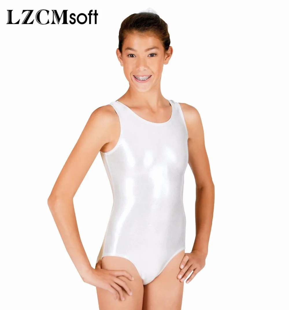 LZCMsoft Unisex Shiny Metallic Ballet Leotard Dancewear Red Tank Unitard Bodysuit for Women Team Performance