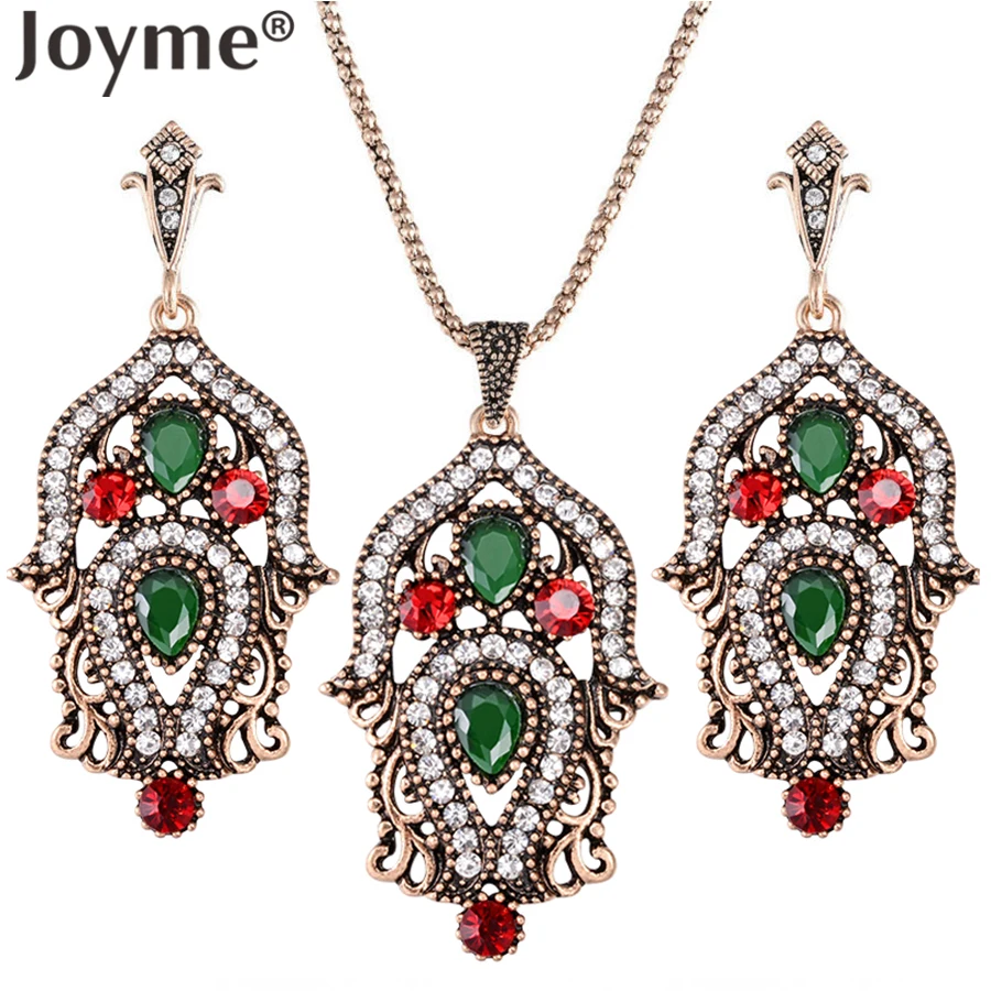 New Luxury Imitation Vintage Jewelry Sets For Women Bridal Wedding Jewelry Indian Ethnic Turkish Engagement  Wedding Accessories