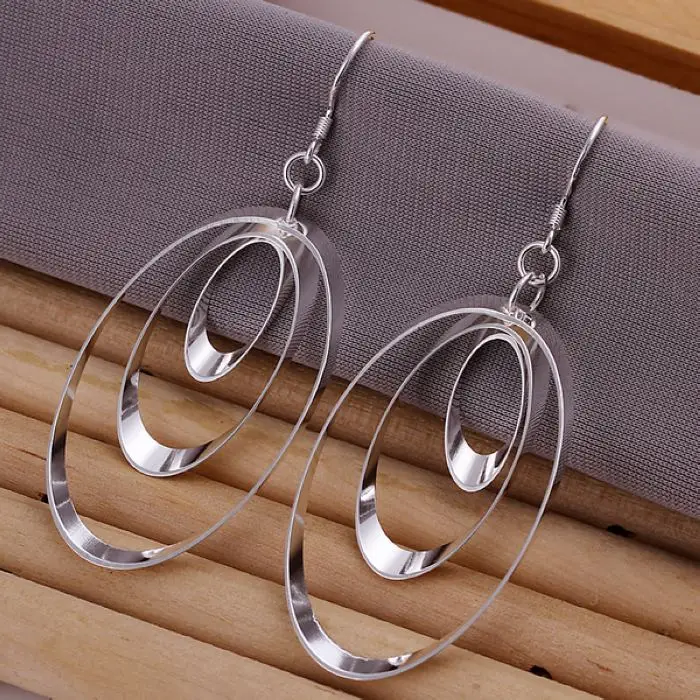 charms round for women girl wedding engagement jewelry noble beautiful fashion Silver color Earring Jewelry free shipping E180