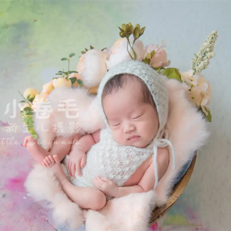 Newborn romper photography props,Baby mohair handmade photo prop