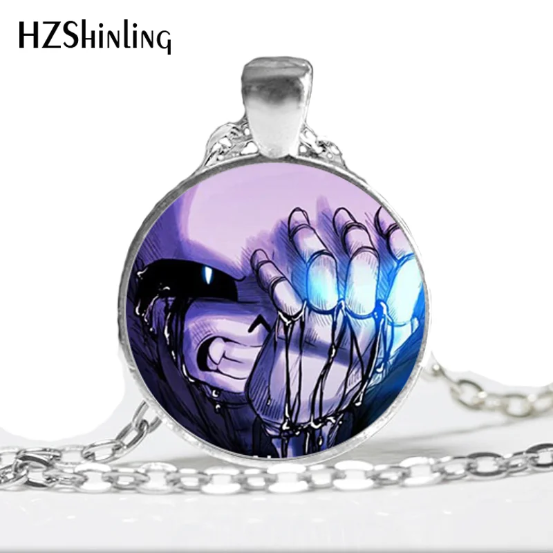 NS--723 Undertale Game Gamer Gaming Necklace Ghost pendant Video Game Necklace Glass Cabochon Necklace Art Gifts HZ1