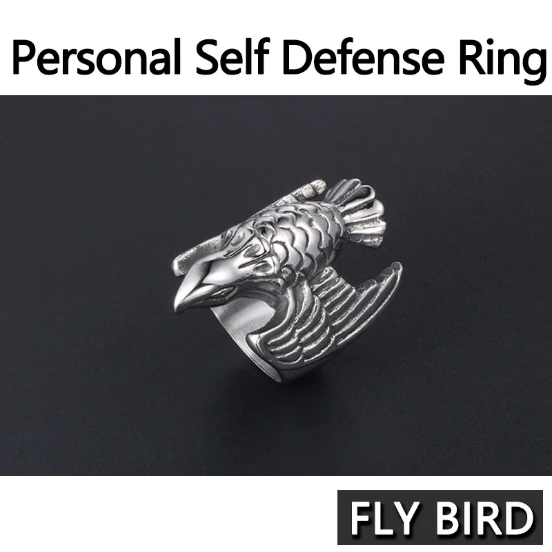 Retro Titanium Staal Fly Vogel Ring Outdoor Zelfverdediging Leverancier Mannen En Vrouwen Ringen #7 #8 #9 #10 #11 #12