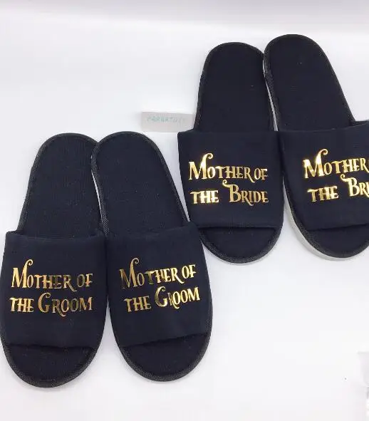 

personalized black gold Wedding Slippers,wedding bridesmaid name Slippers, mother of bride Slippers,.Bachelorette party favors