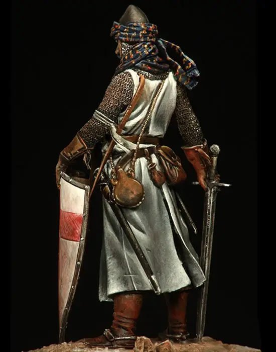 Unpainted Kit 1/24 75mm  Templar Knight- winter  75mm   figure Historical  Figure Resin  Kit Miniature