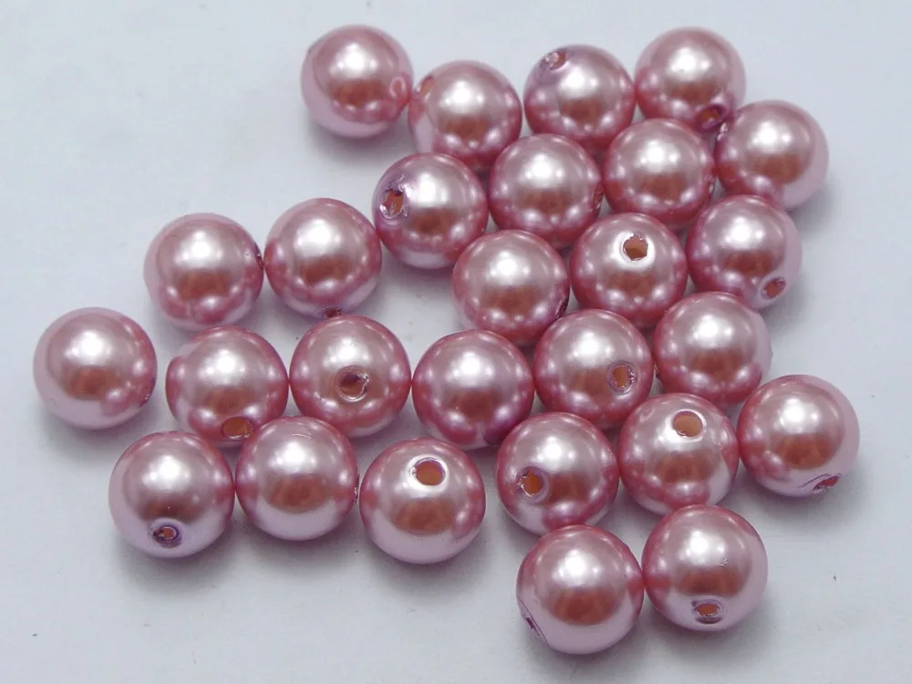 100 Pcs 10mm Plastic Faux Pearl Round Beads Violet Imitation Pearl