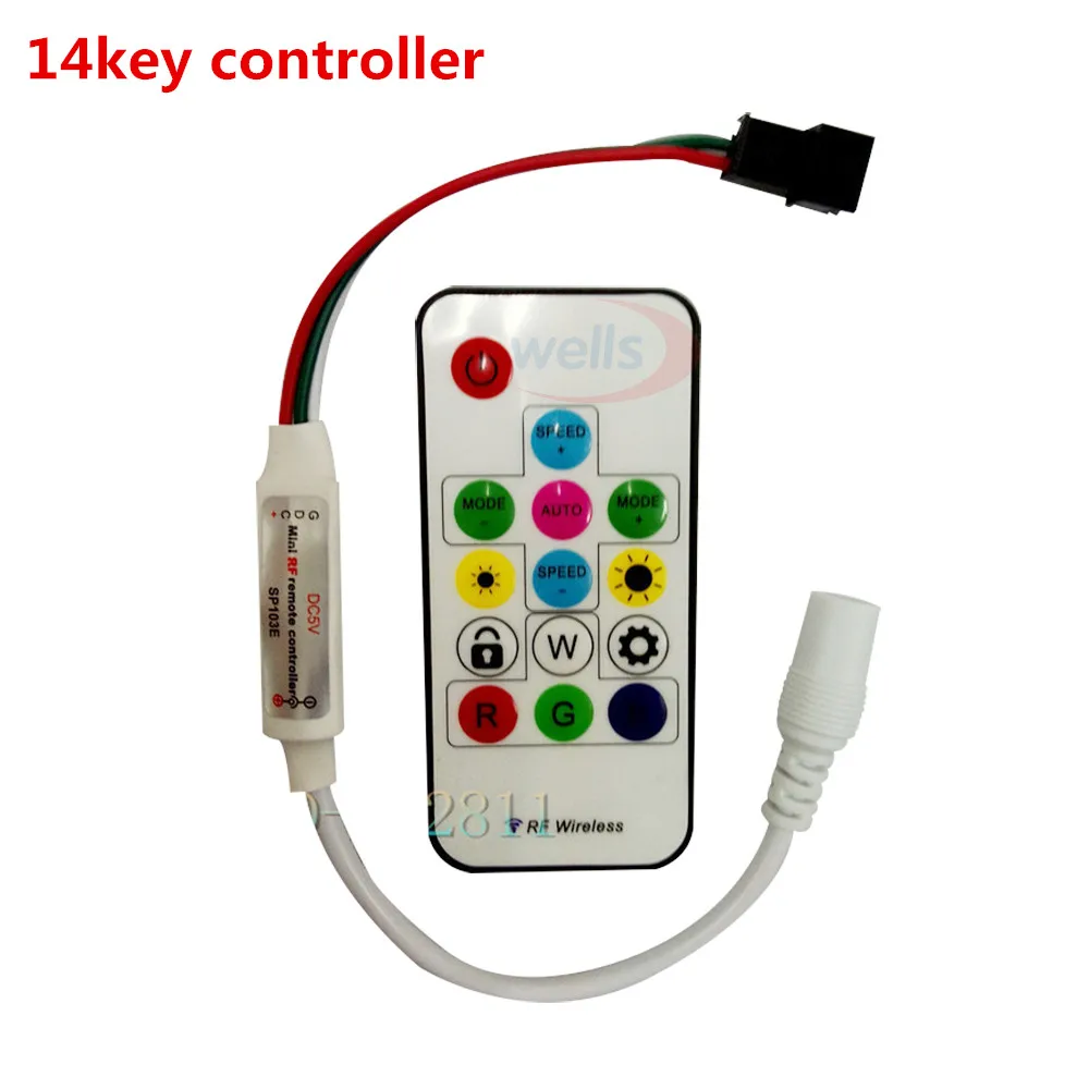 Mini 3keys 14keys 21keys RGB IR RF Remote controller, for WS2811 WS2812B WS2813 APA102 strip controller