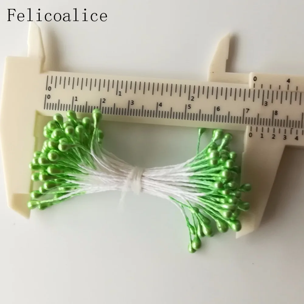 500pcs 3mm Length 65mm Multi Colors Options Pistil Stamen Artificial Flower Stamens Cake Decoration Double Head Pearl Stamens