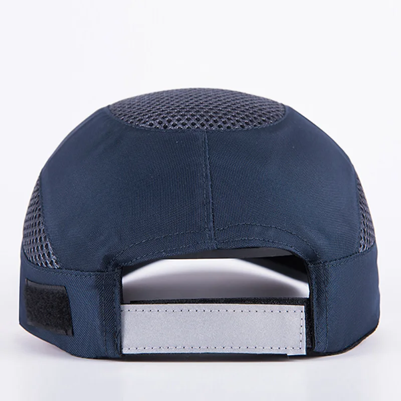 Gorra de seguridad negra con rayas reflectantes para hombre, gorro duro ligero y transpirable, protección para la cabeza