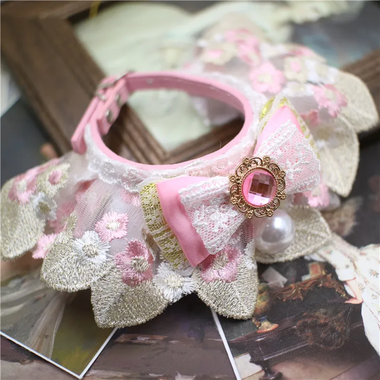 

Шейный аксессуар для домашних животных ручной работы, галстук для собак, слюнявчик, воротник, нагрудник, кружевной шарф для кошек, ожерелье с бантом, галстук-бабочка, ювелирные изделия