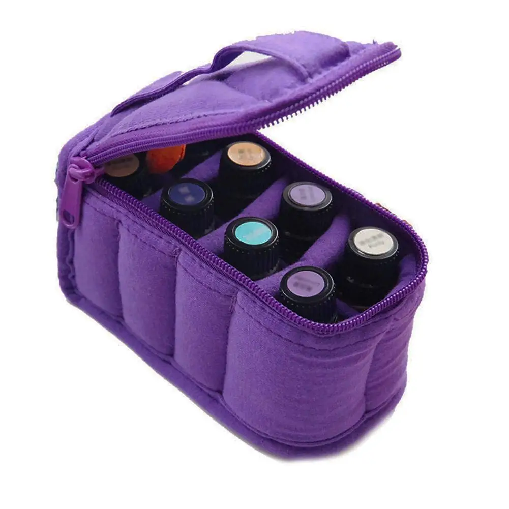 Portable 8 Bottle 5ml 10ml Essential Oil Storage Bag Cotton Carrying Holder Case Travel Nail Polish Organizer Storage Box Bags