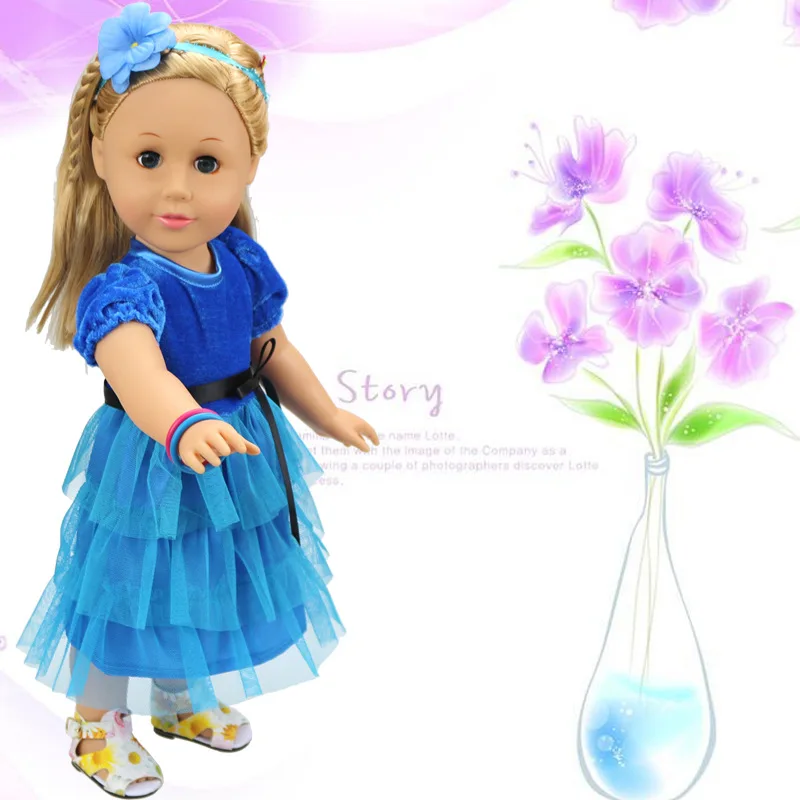 m Reborn Baby Doll Blue Dress And 18-inch American Doll Clothes, Christmas Gifts For A Generation Of Girls, Children's Toys