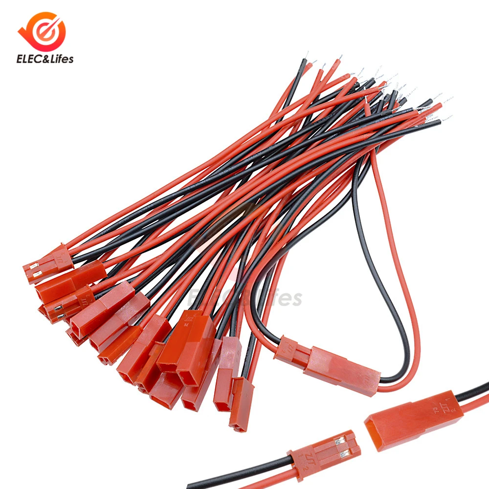 كابل موصل ذكور وإناث JST ، بطارية RC BEC ، مروحية ، DIY ، طائرة بدون طيار FPV ، كوادكوبتر ، 2 دبوس ، 100 ، 50