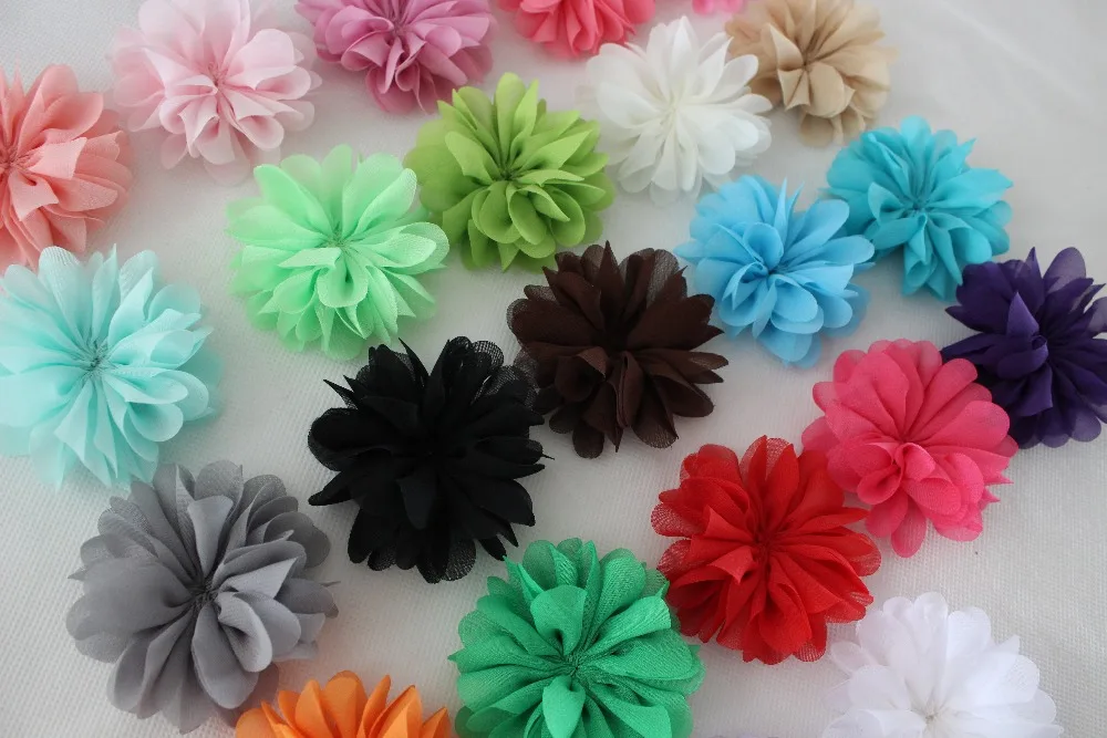 

9cm Ballerina Flowers Chiffon Flowers,Fabric Flowers For Headbands,Kids Hair Accessories Unfinished 23colors