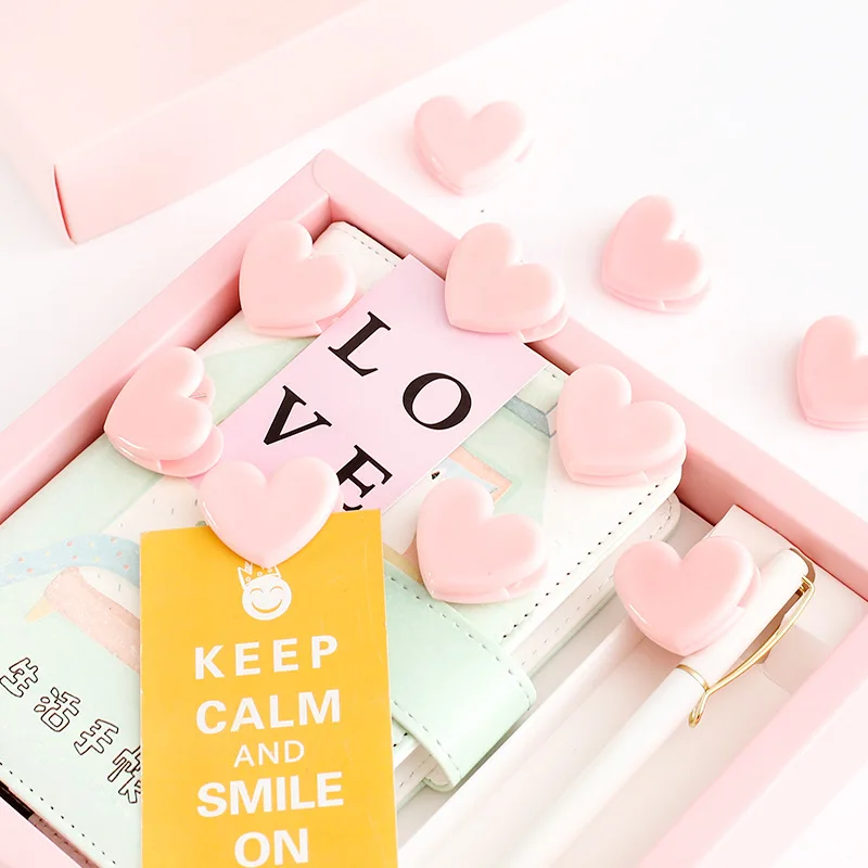 10 pcs Pink love decoration clips Cute Heart paper clip for Memo Photo Wedding Stationery girl gift Office school supplies A6967