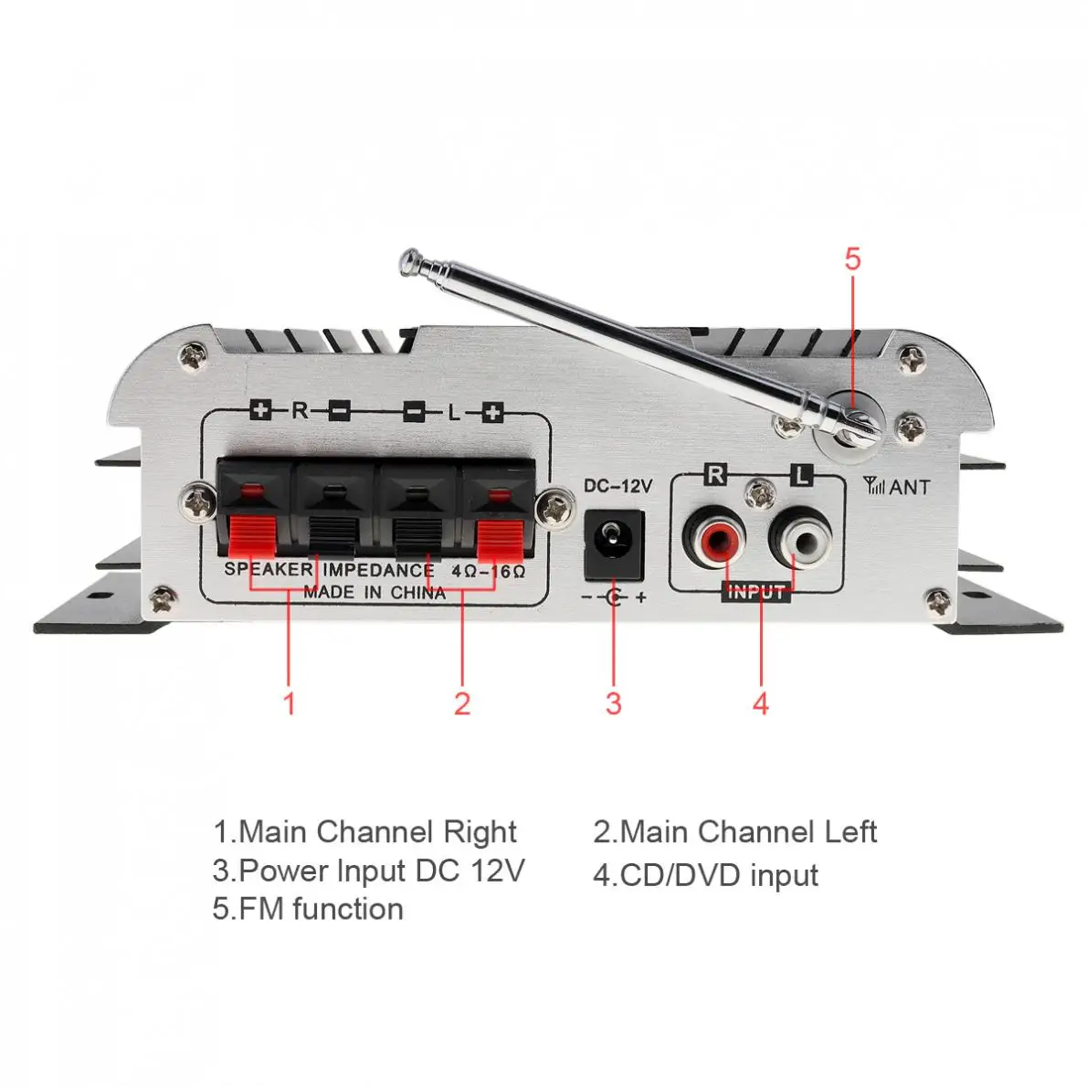 Kentiger HY-600 2CH HI-FI Car Audio Power Amplifier FM Radio USB MP3 Stereo Digital Player Support U disk SD / MMC card
