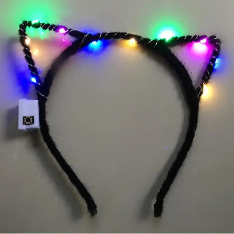 LED Light Up Glowing Animal Ears Headband Women Girls Flashing Bunny Ears Headwear Birthday Hair Accessories F20173758