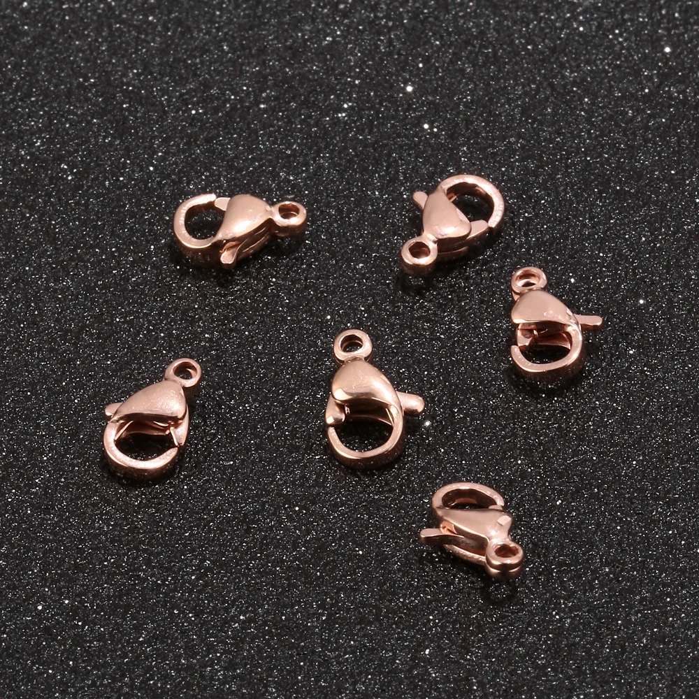 60pcs rose gold stainless steel lobster clasps for jewelry necklaces making diy findings