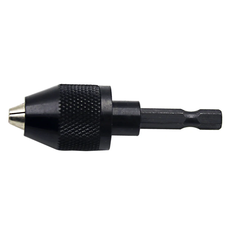 Keyless Mandrino Driver 0.3-6.5 millimetri Drill Keyless Mandrino Cacciavite Cacciaviti a Percussione Adattatore 1/4 "Gambo Trapano Nero