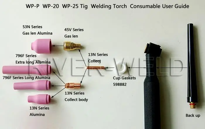 41V24L TIG Back Caps ( Extended Long ) Fit TIG Torch SR DB WP 9 20 25 Series 2PK