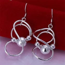 wholesale silver color earrings Beautiful cute Beads charms wedding women lady high quality fashion classic jewelry E071