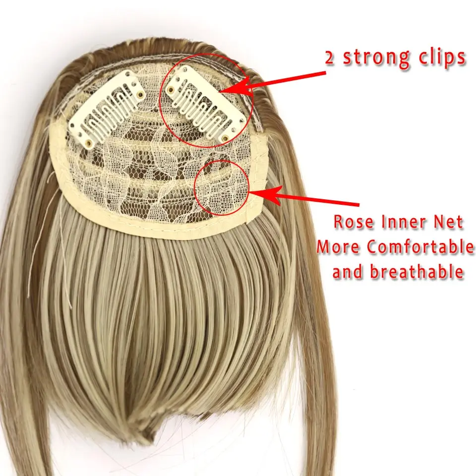 SHANGKE Synthetic Fringe Clip In Hair Bangs Hairpiece Clip In Hair Extensions Heat Resistant Fake Bangs Hair Piece 8 Colors