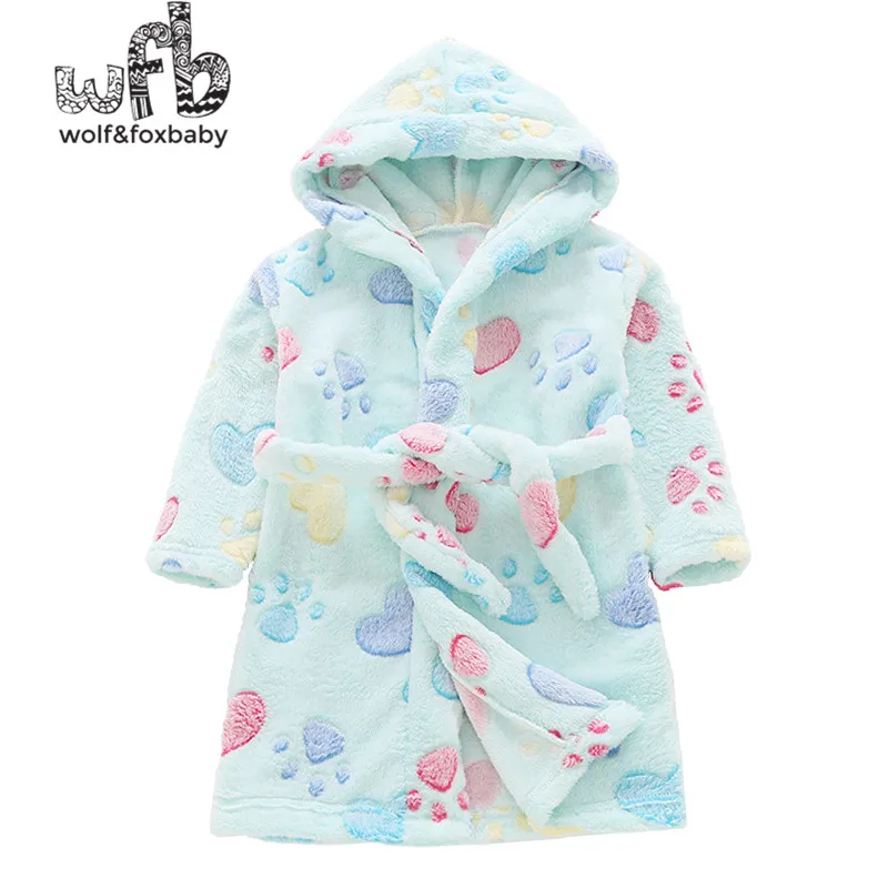 Retail 2-10 years cotton dressing gowns flannel home gown children's home clothes line with bathrobe pajamas autumn fall winter