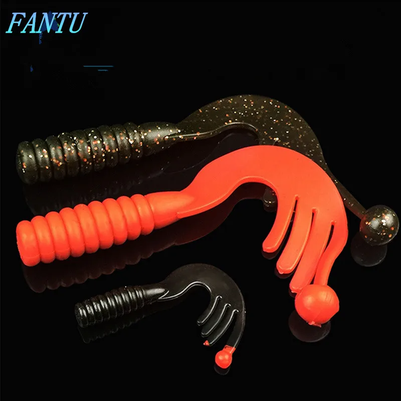 FANTU Four Tails Soft Lure Artificial Fishing Baits 7.5cm/15cm Pesca Single Tail Soft Worm 5g/35g Fishing Accessories 5PCS