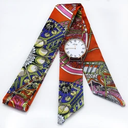 Shsby Ladies flower cloth Watch Bands women silk scarf girls Headwear Bag decoration Ribbon bracelet  handle for handbag