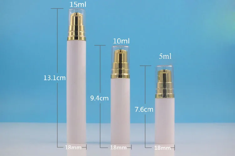 

12 x Gold Refillable Airless Pump Vacuum Bottles Makeup Cream Lotion Toiletries Liquid Storage Containers Vial 5ml 10ml 15ml