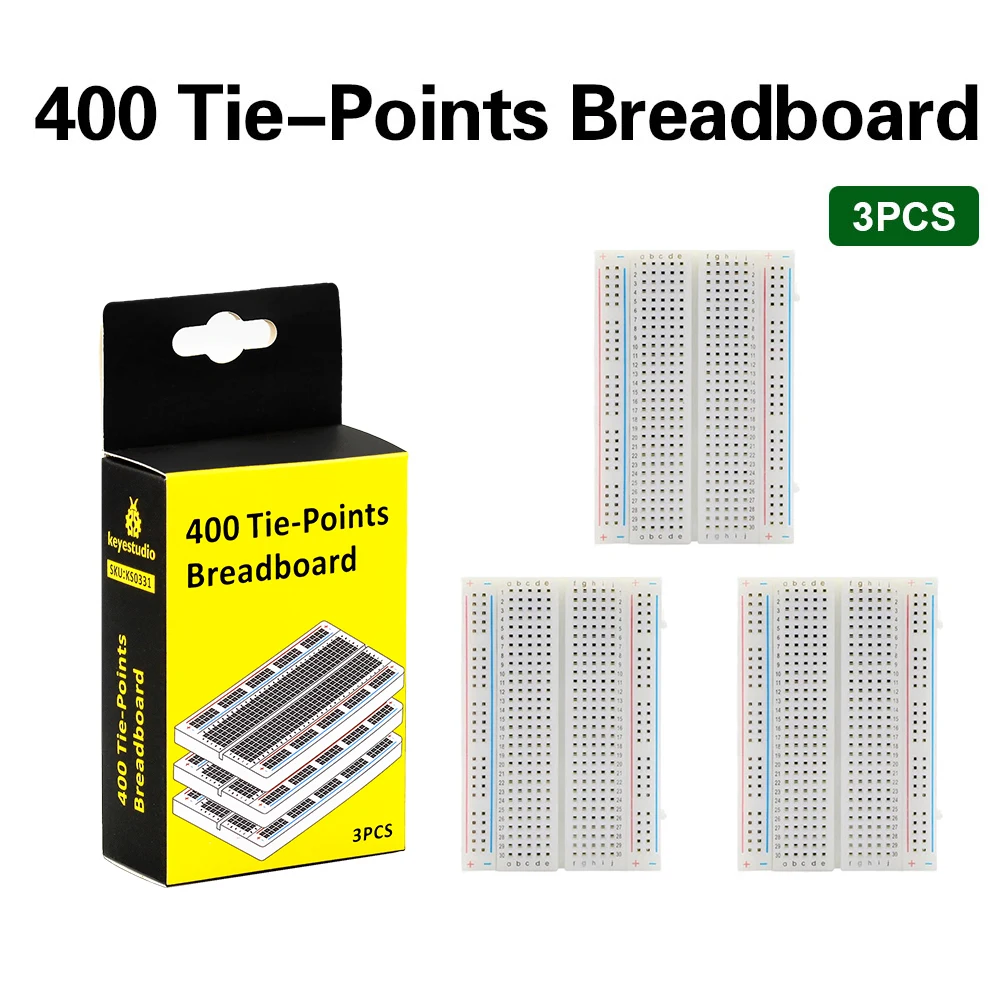 3PCS HIGH QUALITY 400 Holes Mini Solderless  PCB Breadboard Universal Test  Breadboard with keyestudio color  Packaging