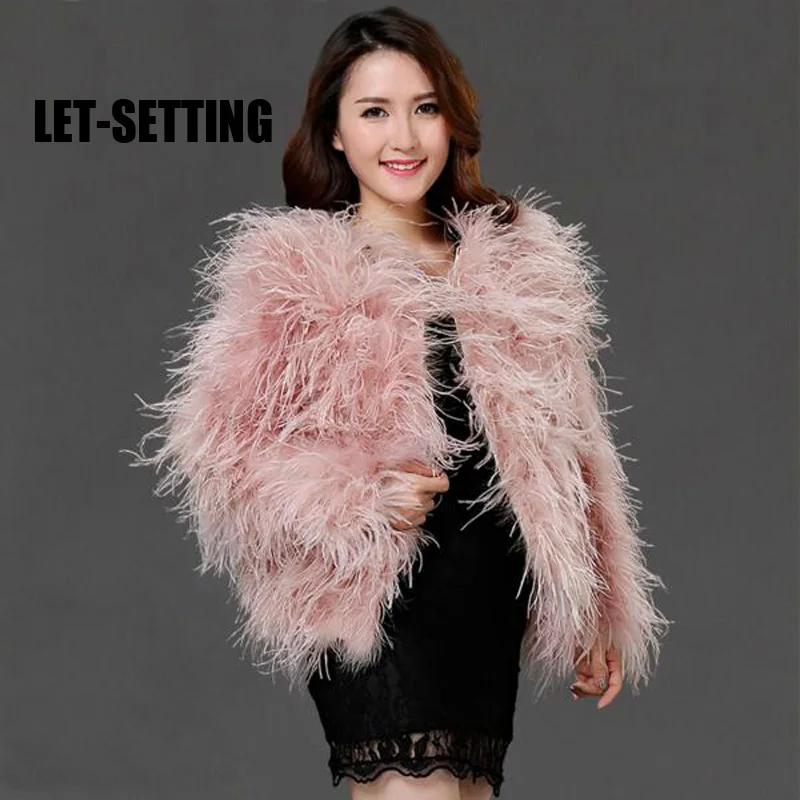 LET-SETTING  winter Ostrich fur jacket feather fur coat casual long-sleeved Australia imported  fur ostrich jacket