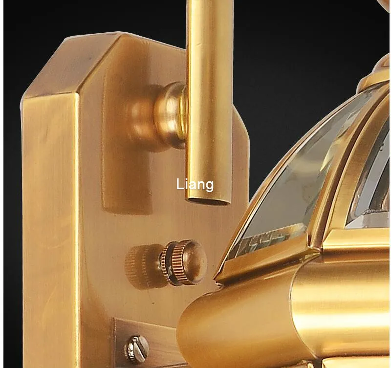 Trasporto Libero Nordic Americano Classico Rame Bronzo Lampada Da Parete Per Esterni D20cm H40cm Ottone Vetro Riparo Della Parete AC 100% Garantito