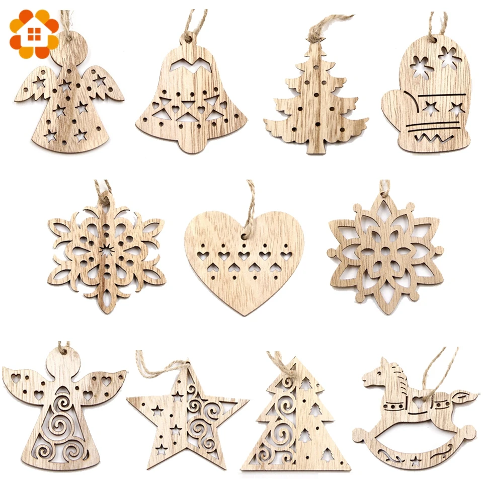 10 pezzi adorabili ornamenti pendenti in legno di Natale vintage artigianato in legno fai da te regalo per bambini ornamento per albero di Natale decorazioni per feste di Natale