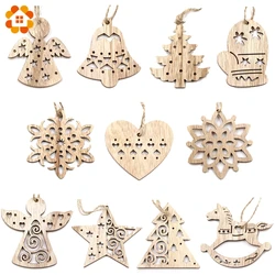 10PCS Lovely Vintage Christmas Wooden Pendant Ornaments DIY Wood Crafts Kids Gift Xmas Tree Ornament Christmas Party Decorations