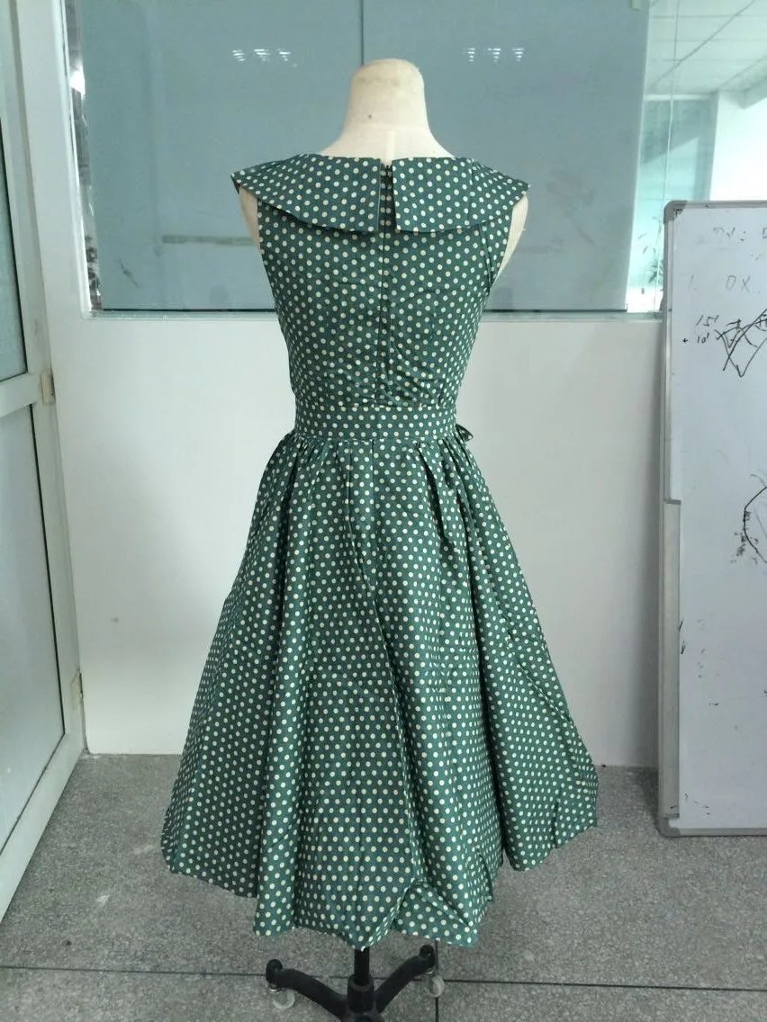 Summer Cheap Plus Size Pin Up Polka Dot Halterneck R1010 Swing Jive Rockabilly Dress Size S-4XL