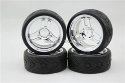 4pcs 1/10 Touring Tires Tyre Wheel Rim T3S1C(Chrome) 3mm offset fits for 1:10 Touring Car 1/10 Tire